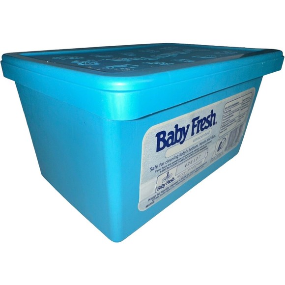 Baby Wipes Empty Container Refillable Retro Blue Vintage Nursery Baby Fresh - Picture 6 of 11